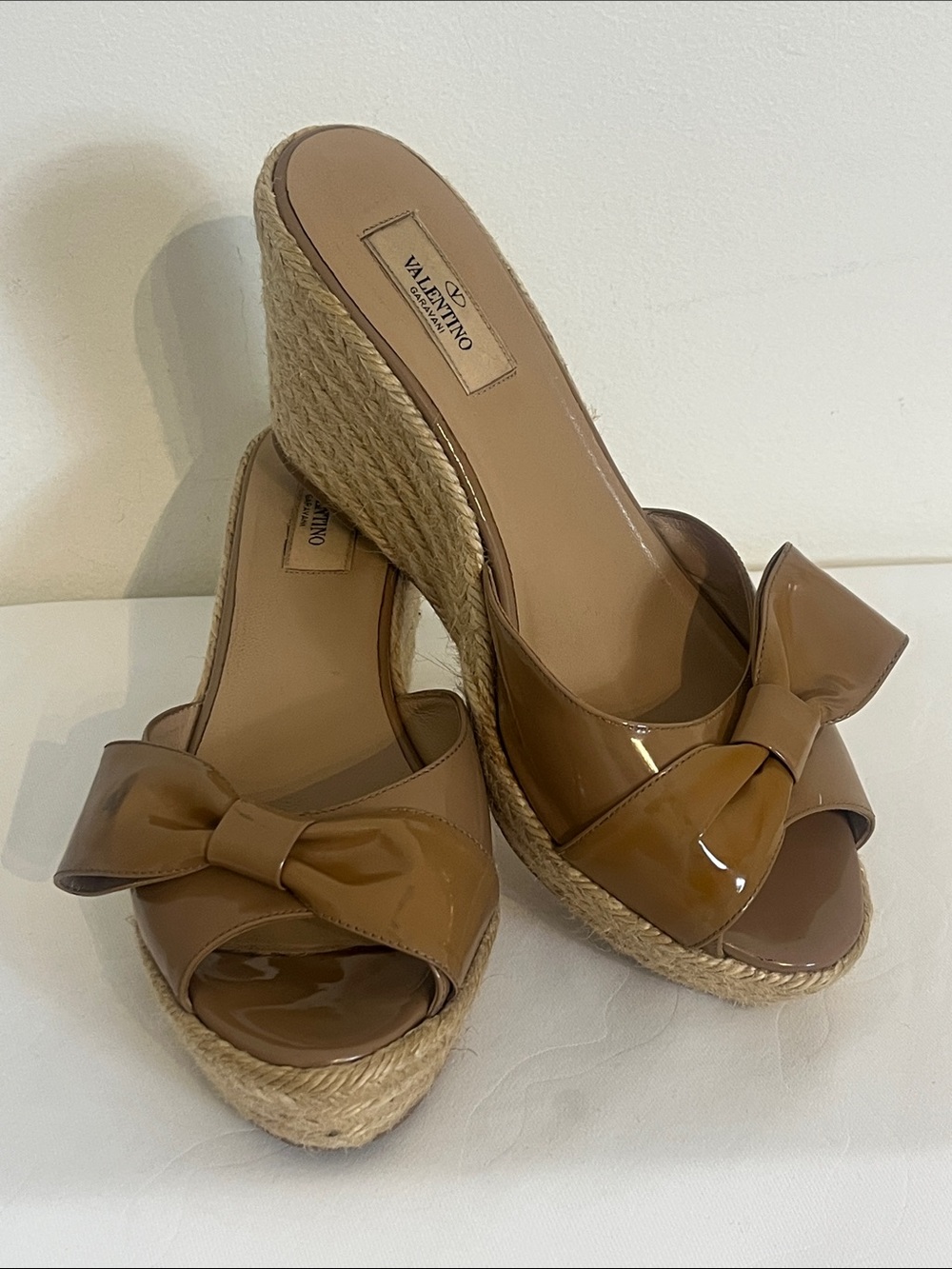 Valentino Garavani Bow Wedge Espadrille Mules